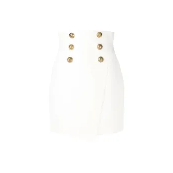 BALMAIN Short High waist Buttoned Wrap Skirt