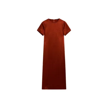 Massimo Dutti Short Sleeved Dress Women's Orange