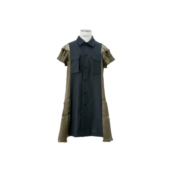 Sacai Short Sleeved Dresses Women's Navy