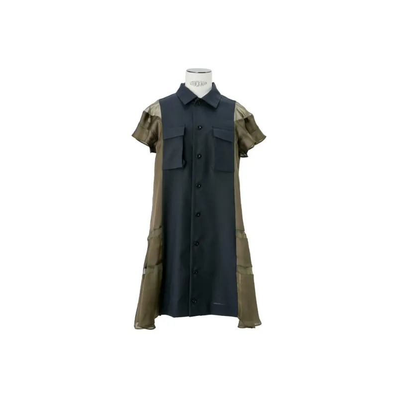 Sacai Short Sleeved Dresses Women's Navy-0