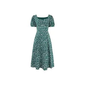 HDFULERN Short Sleeved Dresses Women's Green