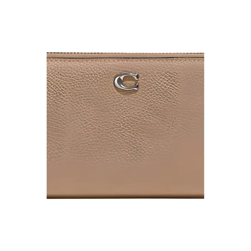 COACH Accordion Zip Cow Leather Handheld Wallet Small Size Women's Taupe-3