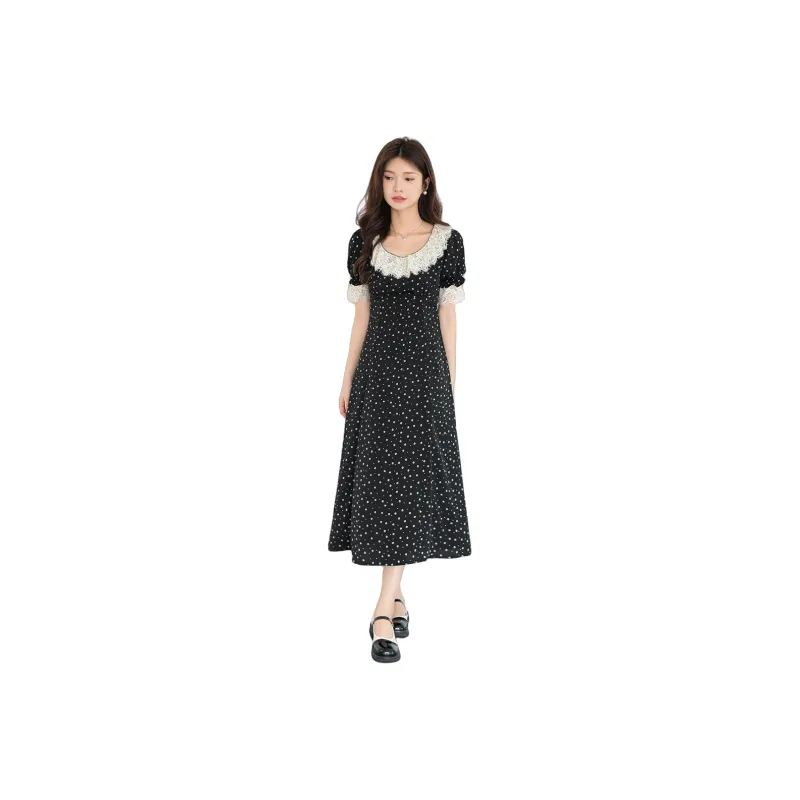 CLUB NEWS Short-Sleeved Dresses Women's Black-0