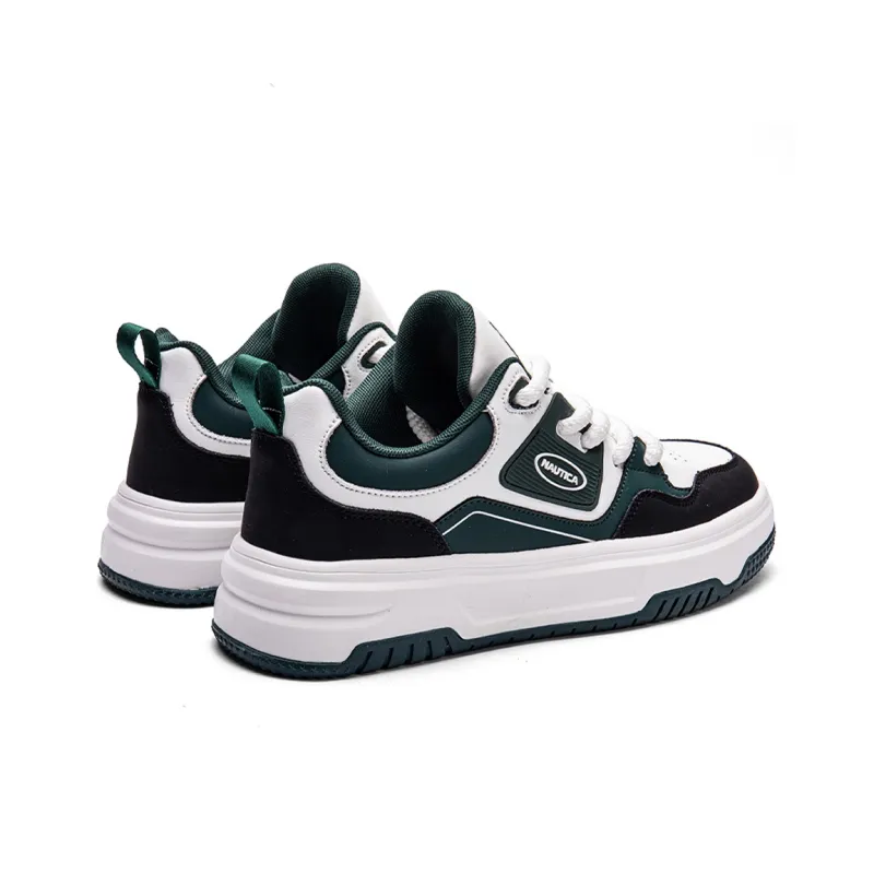 NAUTICA Abrasion Resistant Height Increasing Low Top Skateboard Shoes Men's White Green-3