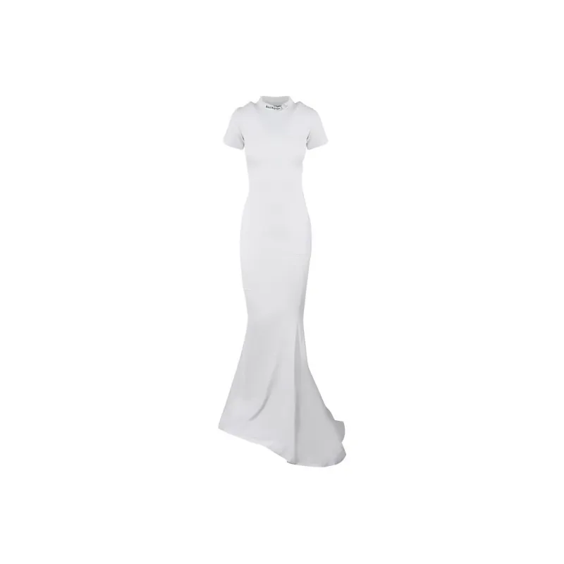 Balenciaga Short-Sleeved Dresses Regular Fit Women's White-0