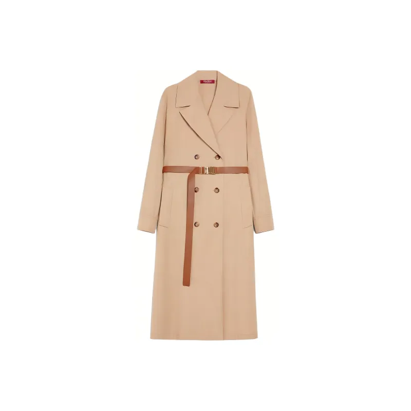 MaxMara Studio Noveli Collection Poplin Shirt Dress Long Sleeved Dresses Women's Khaki-0