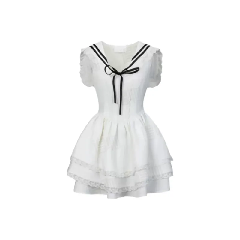 CZMO Short Sleeved Dress Women's White-0