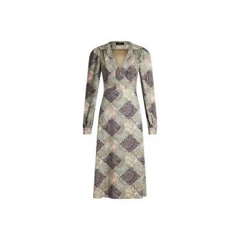 ETRO Printed Twill V Neck Dress
