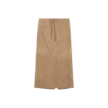 Massimo Dutti Leather Long Skirts Women's Ecru