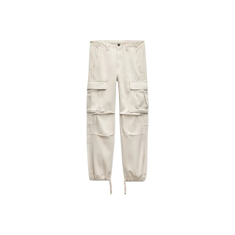 ZARA ZW Series Cargo Pants Women's Beige-0