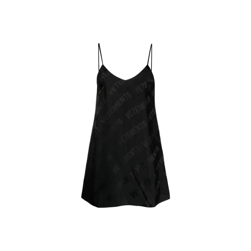 Vetements Logo-print Spaghetti-strap Minidress-0