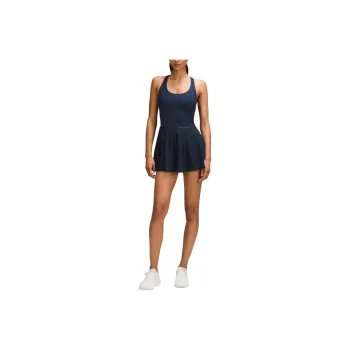 Lululemon Scoop Neck Pleated Sleeveless Dress Women's Marine Blue