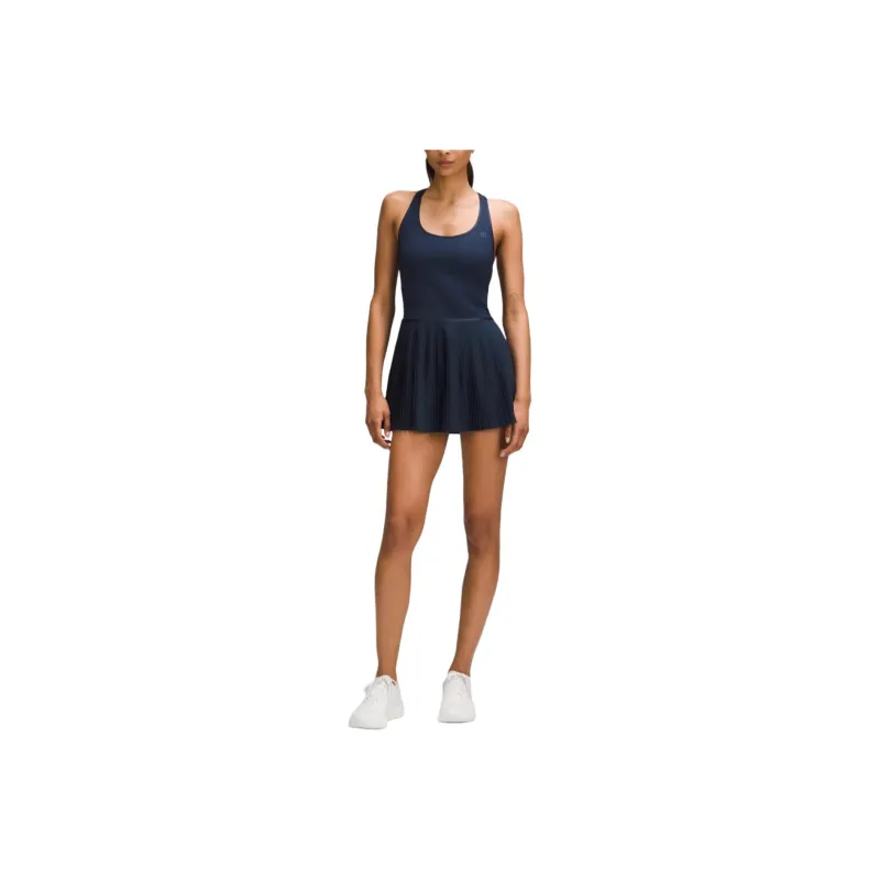 Lululemon Scoop-Neck Pleated Sleeveless Dress Women's Marine Blue-0