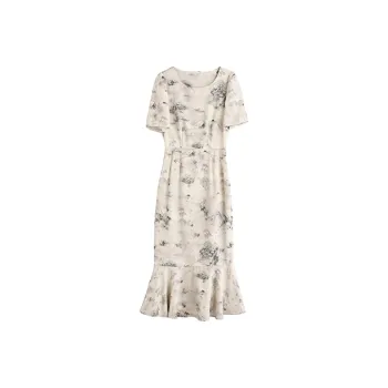 Mapping Short Sleeved Dresses Women's Ink Wash