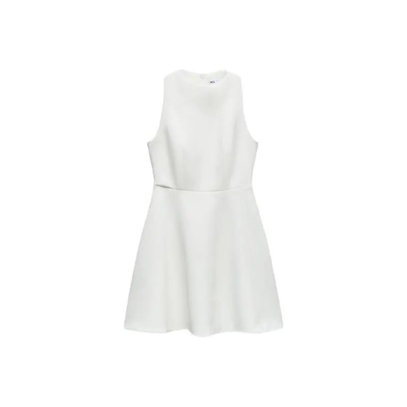 ZARA Sleeveless Dress Women's Frosted White-0