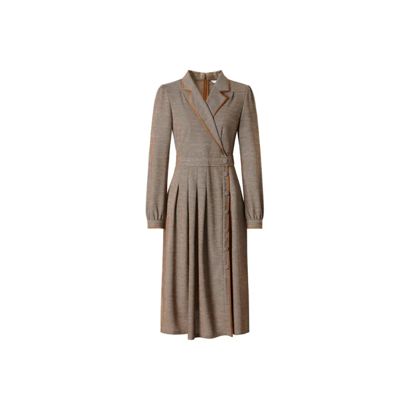 JZ. ANNAKRO Long Sleeved Dresses Women's Pattern Khaki-0