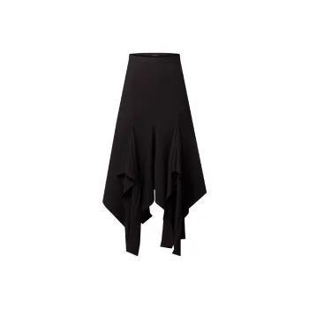 LOUIS VUITTON Wool Crepe Petal Hem Skirt