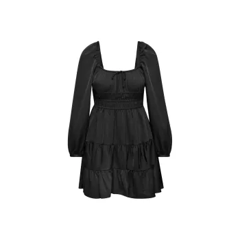 ARITZIA Sunday Best Martine Satin Longsleeve Dress Long-Sleeved Dresses Women's BLACK/Black