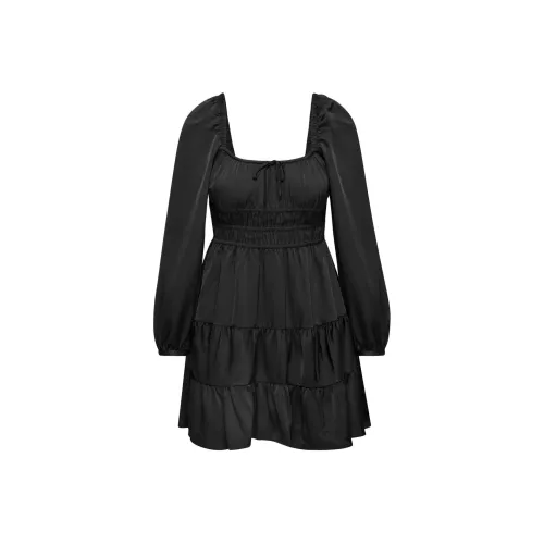 ARITZIA Sunday Best Martine Satin Longsleeve Dress Long-Sleeved Dresses Women's BLACK/Black
