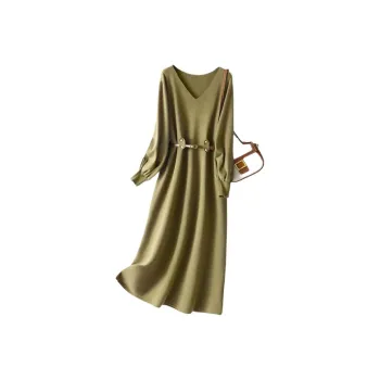 IHIMI Long Sleeved Dress Women's Green
