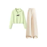 Fresh Bean Green (Y Curious Cat Center Logo)+Milk White (Solid Color)