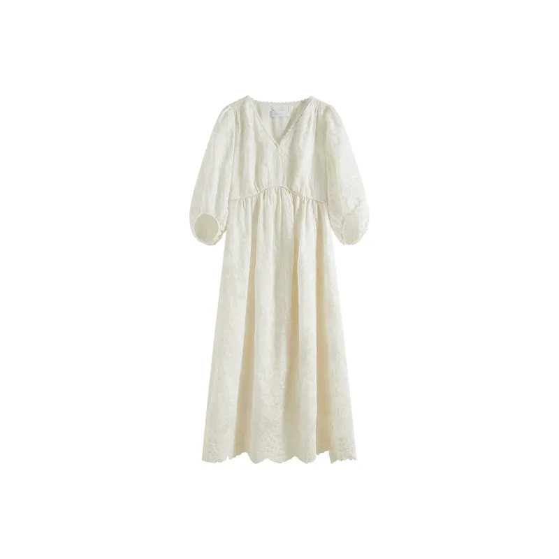 FANSILANEN Short Sleeved Dress Women's Beige-0