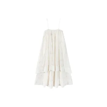 CARIEDO Slip Dresses Women's Iridescent White Embroidery