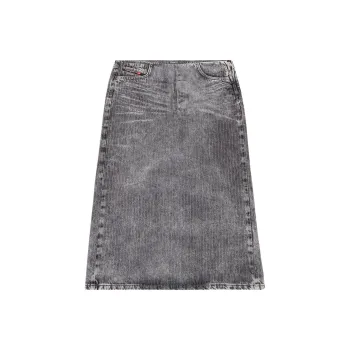 DIESEL Denim Long Skirt Women's Light Gray