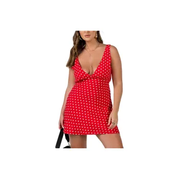 PRINCESS POLLY NELLIE MINI DRESS Sleeveless Dress Women's Red Polka Dot