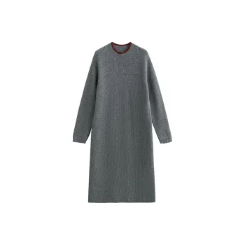 Initial Language Long Sleeved Dresses Women's Heather Gray