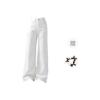 CPAURA Jeans Women's White+Bowknot Hair Tie Comes With