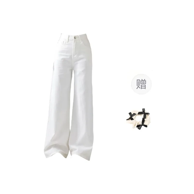 CPAURA Jeans Women's White+Bowknot Hair Tie Comes With-0