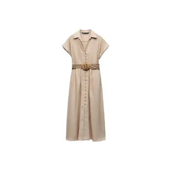 ZARA Short-Sleeved Dresses Women's Beige