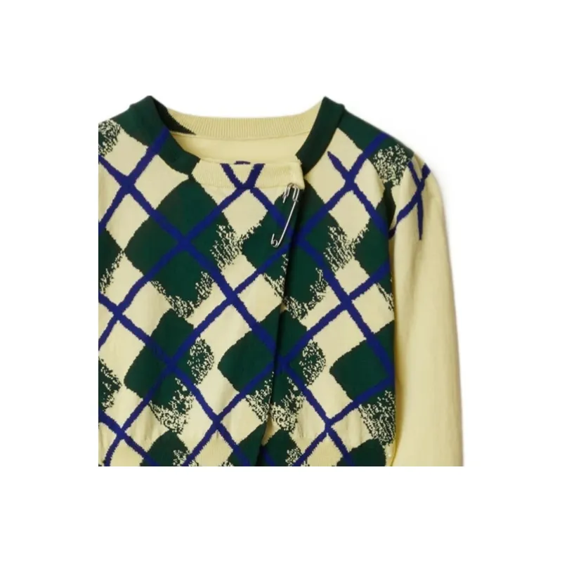 Burberry Argyle intarsia Cropped Cotton Jumper-6