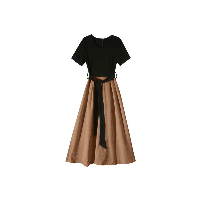 Vine Color Short Sleeved Dress Women's-6