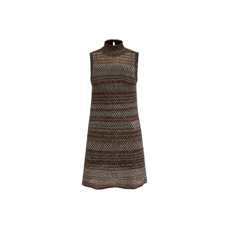MISSONI Sequinned High Neck Mini Dress-0