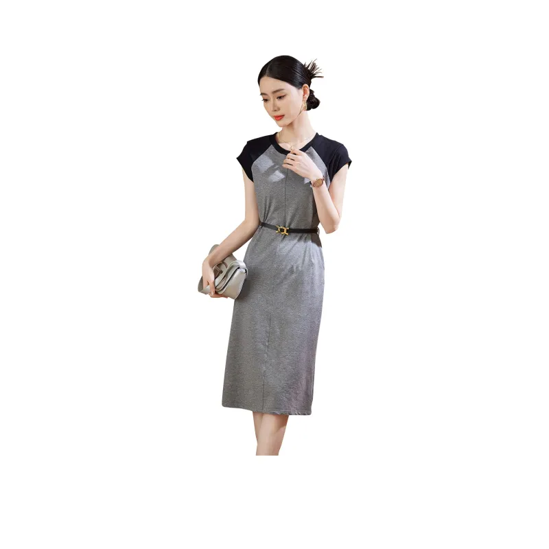 Hang Yi Court Short Sleeved Dresses Women's Gray-0