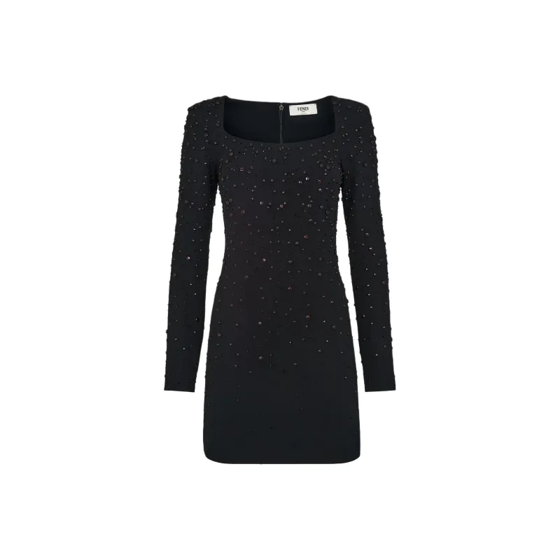FENDI FW24 Long Sleeved Dresses Women's Black-0