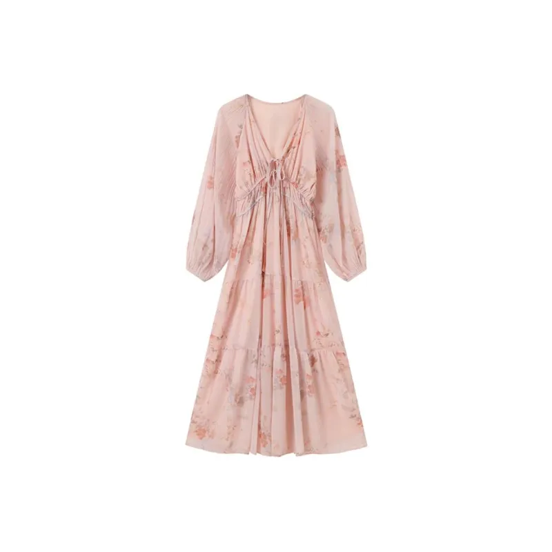 GULIANFEI Long-Sleeved Dresses Women's Pink-0