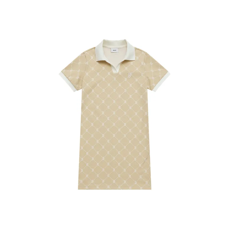 MLB MONOGRAM Collection Boston Red Sox SS25 Short Sleeved Dress Women's Light Beige-0