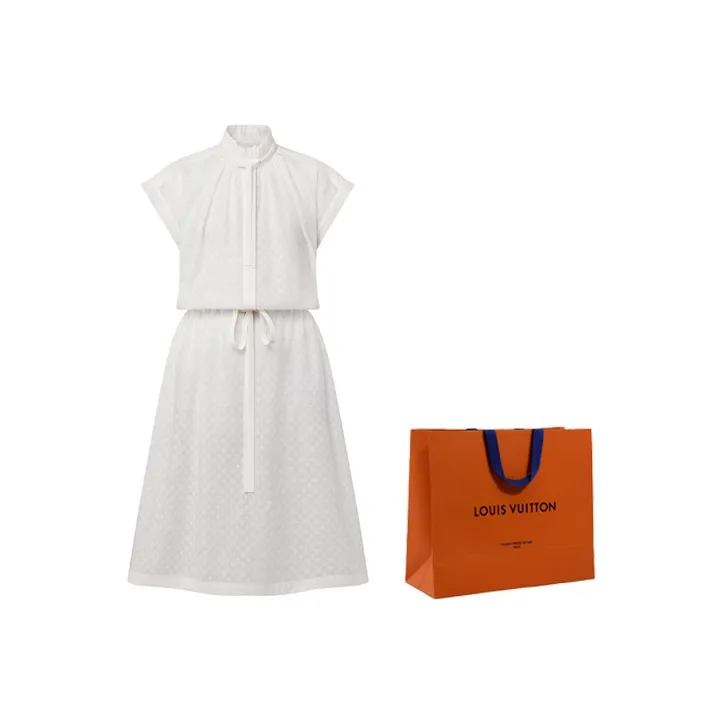 Lv Monogram Fil Coupé Lavaliere Collar Dress-7