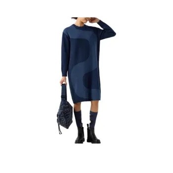 Marimekko X UNIQLO Marimekko Co-brand Long-Sleeved Dresses Women's Navy Blue