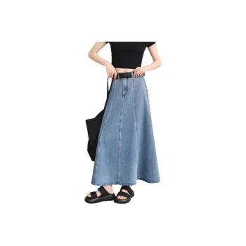 Orange Desire Denim Long Skirts Women's Vintage Light Blue