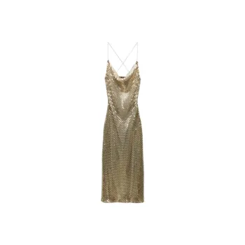 ZARA Slip Dresses Women's Gold
