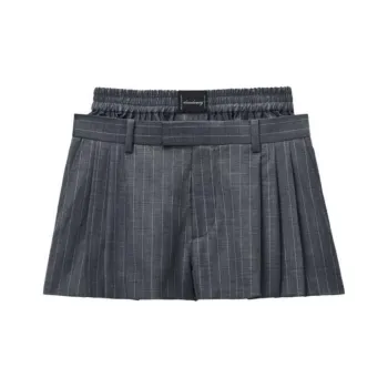 Alexander Wang W/ Boxer Pleated Shorts B Grey Pinstripe
