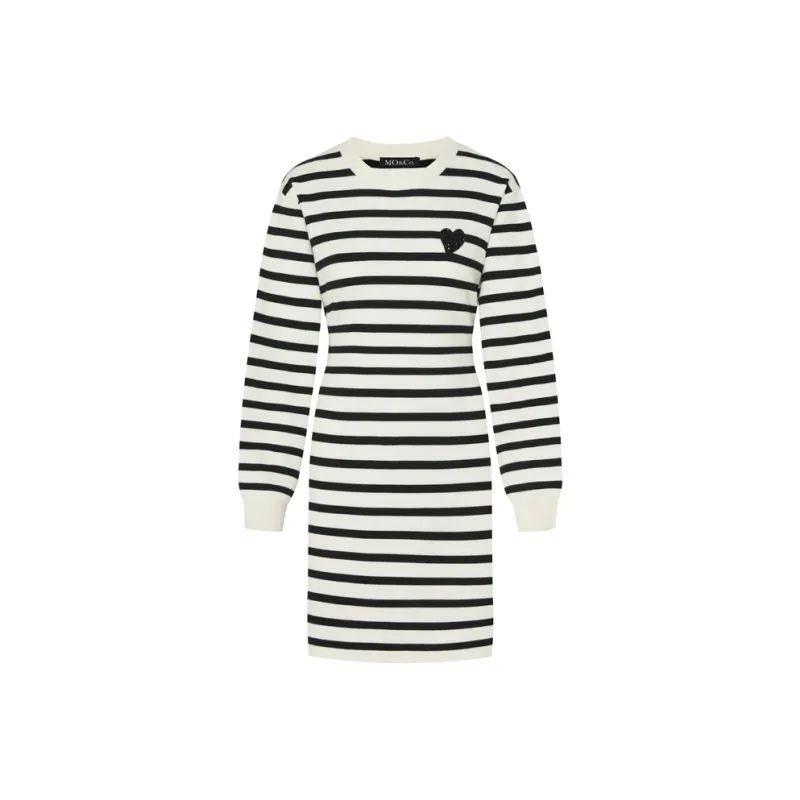 MOCO SS23 Long Sleeved Dresses Women's White Black Stripes-0
