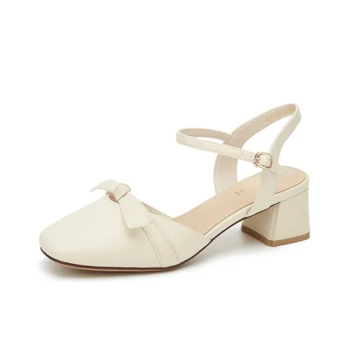 DAPHNE Chunky Heel High Heels Women's Ecru