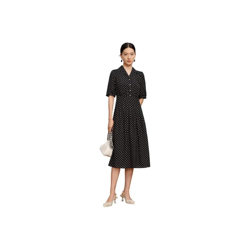 JZ Juzui Short Sleeved Dress Women's Floral Black-0