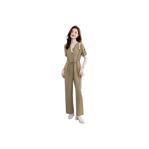 Mo Han Yi Mei Jumpsuit Women's Khaki & White