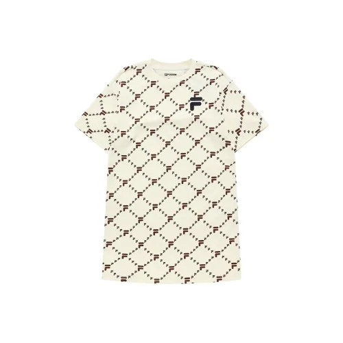 FILA FUSION Short Sleeved Dresses Women's Imitation Antique White
